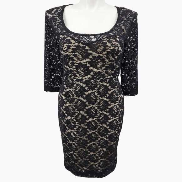 Torrid 3 Black Lace Stretchy Bodycon Open Back Dress Size 22/24 - Picture 1 of 12